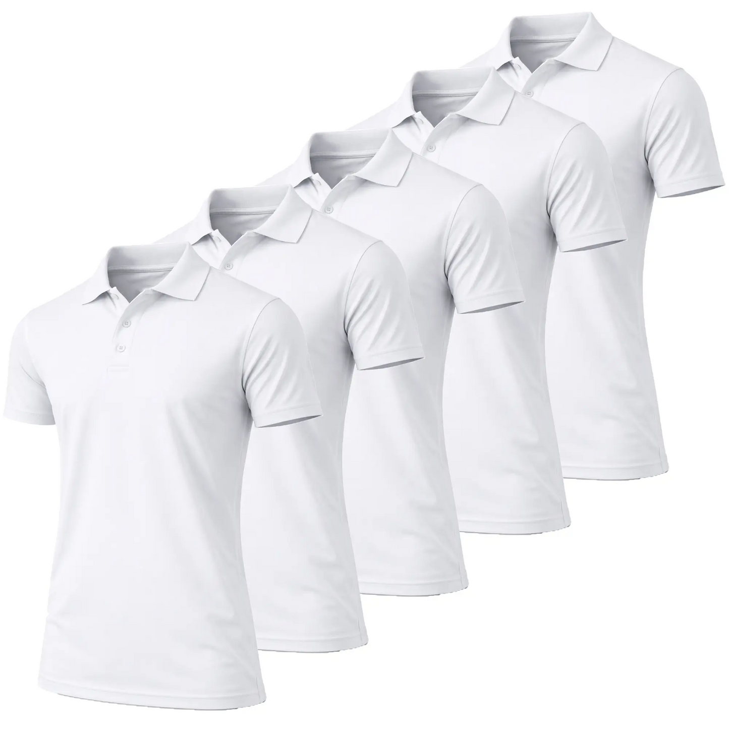 Men's Dry Fit Moisture Wicking Fabric Polo Shirt(5-Pack)