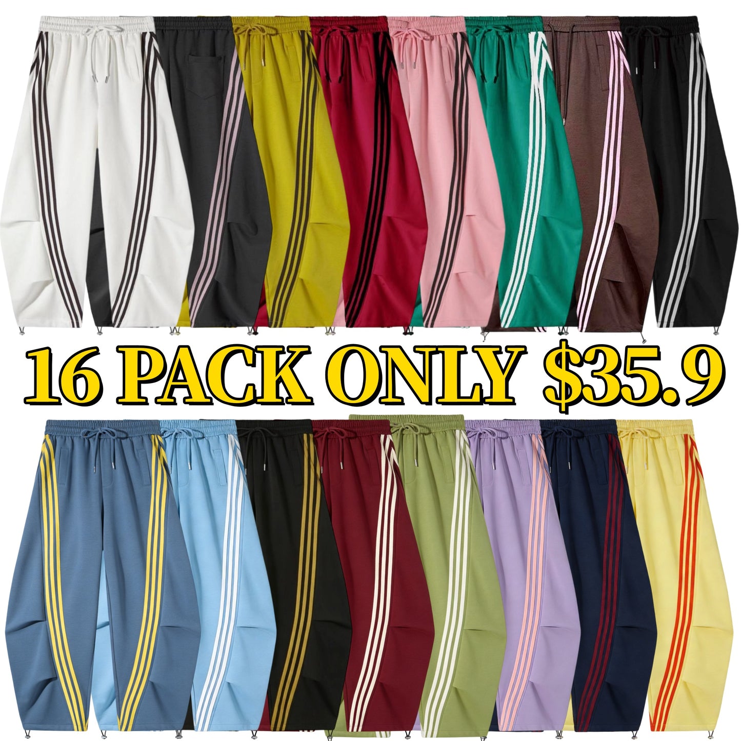 Flooo Loose Wide Leg Striped Track Pants