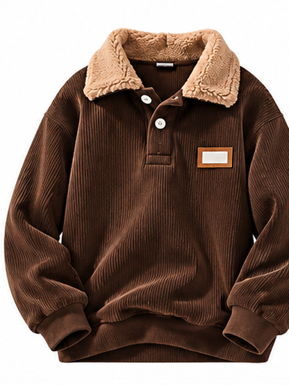 Corduroy Polo collar sweater couple