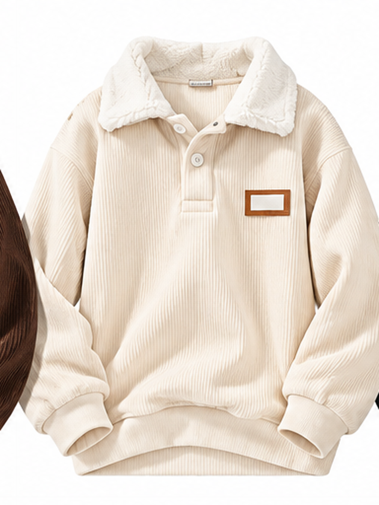Corduroy Polo collar sweater couple