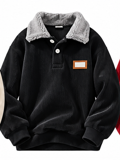 Corduroy Polo collar sweater couple