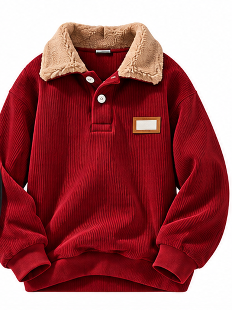 Corduroy Polo collar sweater couple