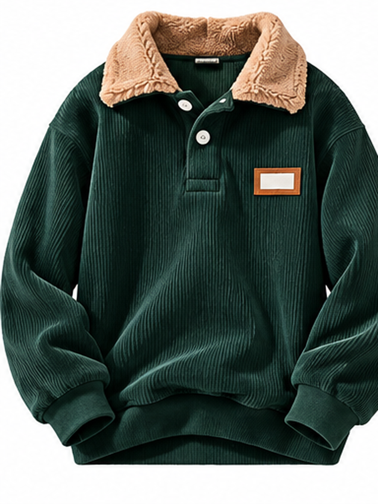 Corduroy Polo collar sweater couple