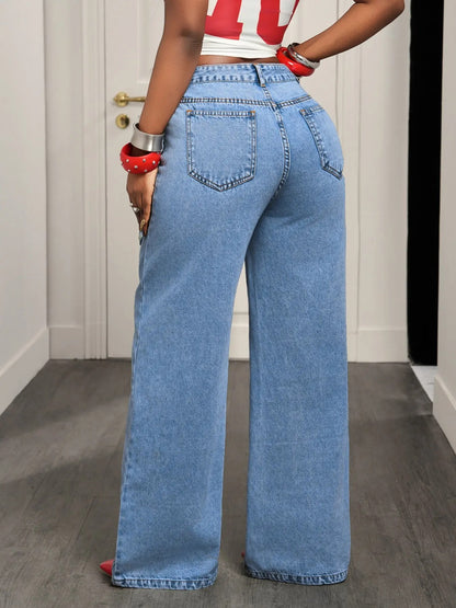 🔥MID YEAR SALE🔥Women's Loose-Fitting Trendy Asymmetrical Design Casual Denim Long Pants