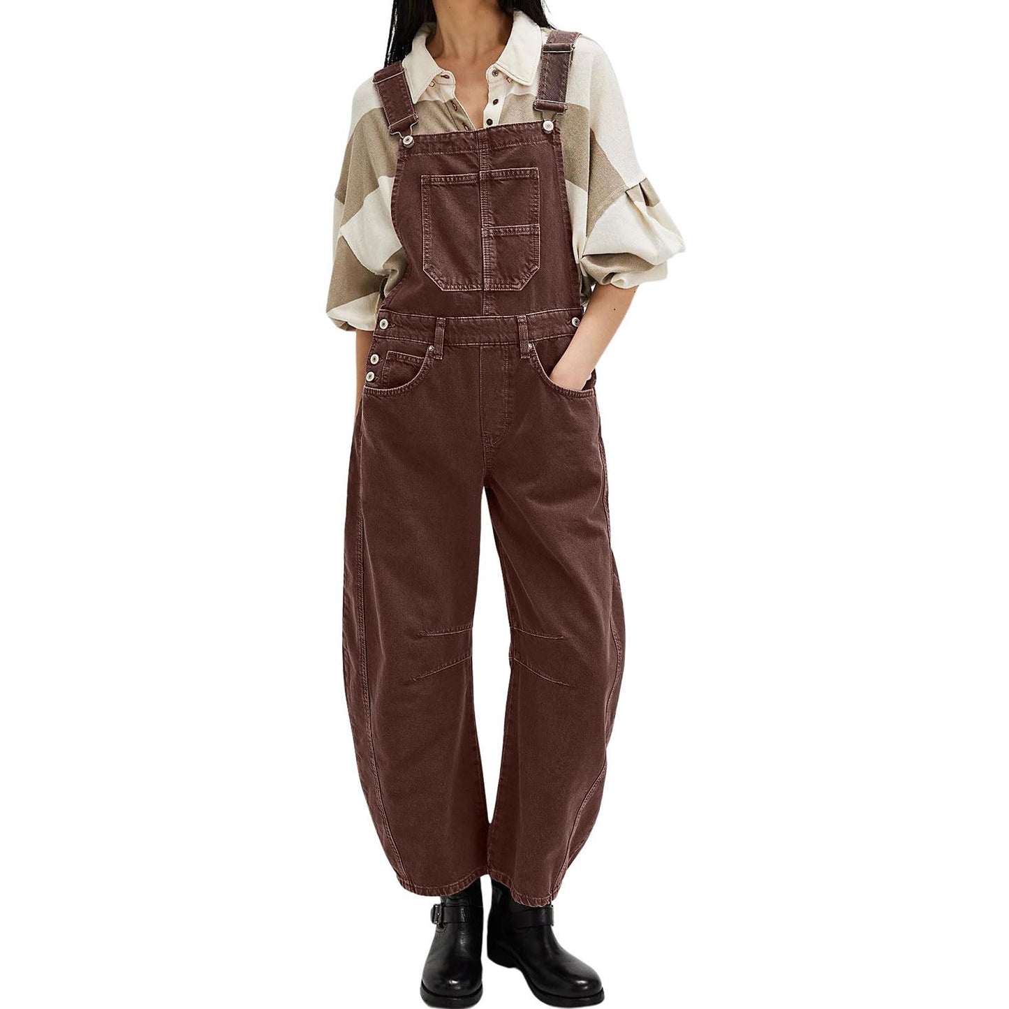 Women's Wide-Leg Denim Overall Vintage Barrel Jumpsuit