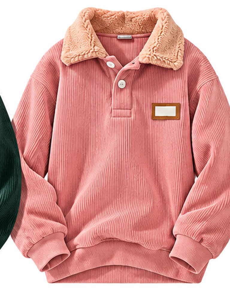 Corduroy Polo collar sweater couple