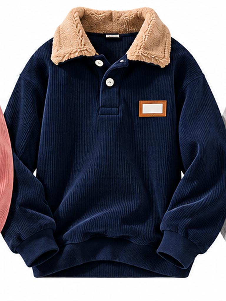 Corduroy Polo collar sweater couple