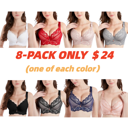 Padded Push Up Lace Bras for Women Underwire Bras Comfort Floral