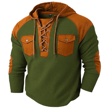 Men's Autumn Winter Casual Hooded Sweatshirt, Classic Solid Drawstring Hoodie with Side Pockets