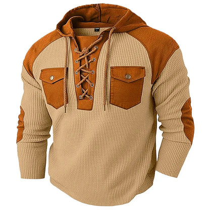 Men's Autumn Winter Casual Hooded Sweatshirt, Classic Solid Drawstring Hoodie with Side Pockets