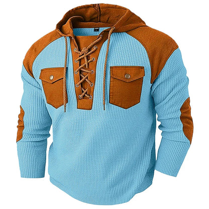 Men's Autumn Winter Casual Hooded Sweatshirt, Classic Solid Drawstring Hoodie with Side Pockets