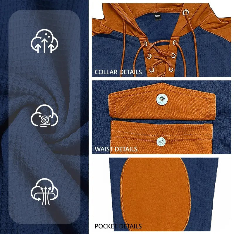 Men's Autumn Winter Casual Hooded Sweatshirt, Classic Solid Drawstring Hoodie with Side Pockets