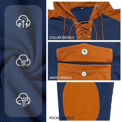 Men's Autumn Winter Casual Hooded Sweatshirt, Classic Solid Drawstring Hoodie with Side Pockets