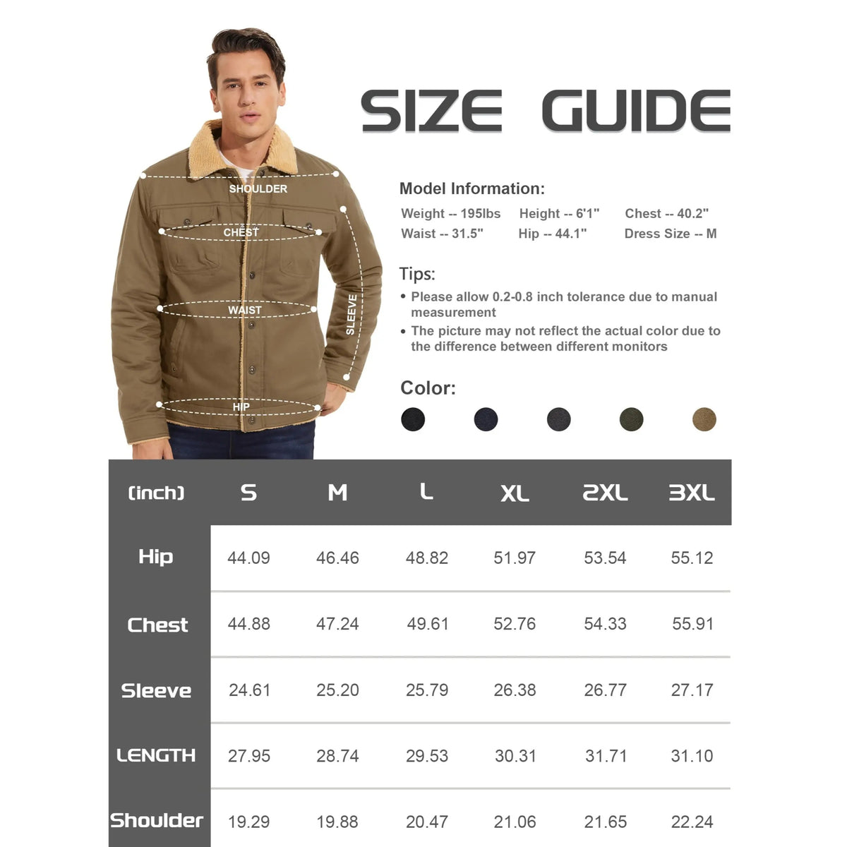 Men's Sherpa Lined Trucker Cargo Jacket, Warm Collared Multi‑Pocket Fleece Cotton Winter Coat