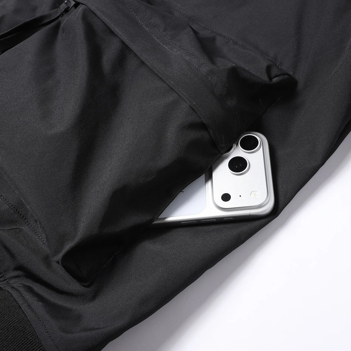 Men's Plus Size Relaxed Fit Workwear Jacket, Multi Zipper Pockets Casual Coat with Ribbed Collar Cuffs and Hem