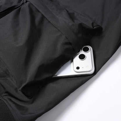 Men's Plus Size Relaxed Fit Workwear Jacket, Multi Zipper Pockets Casual Coat with Ribbed Collar Cuffs and Hem