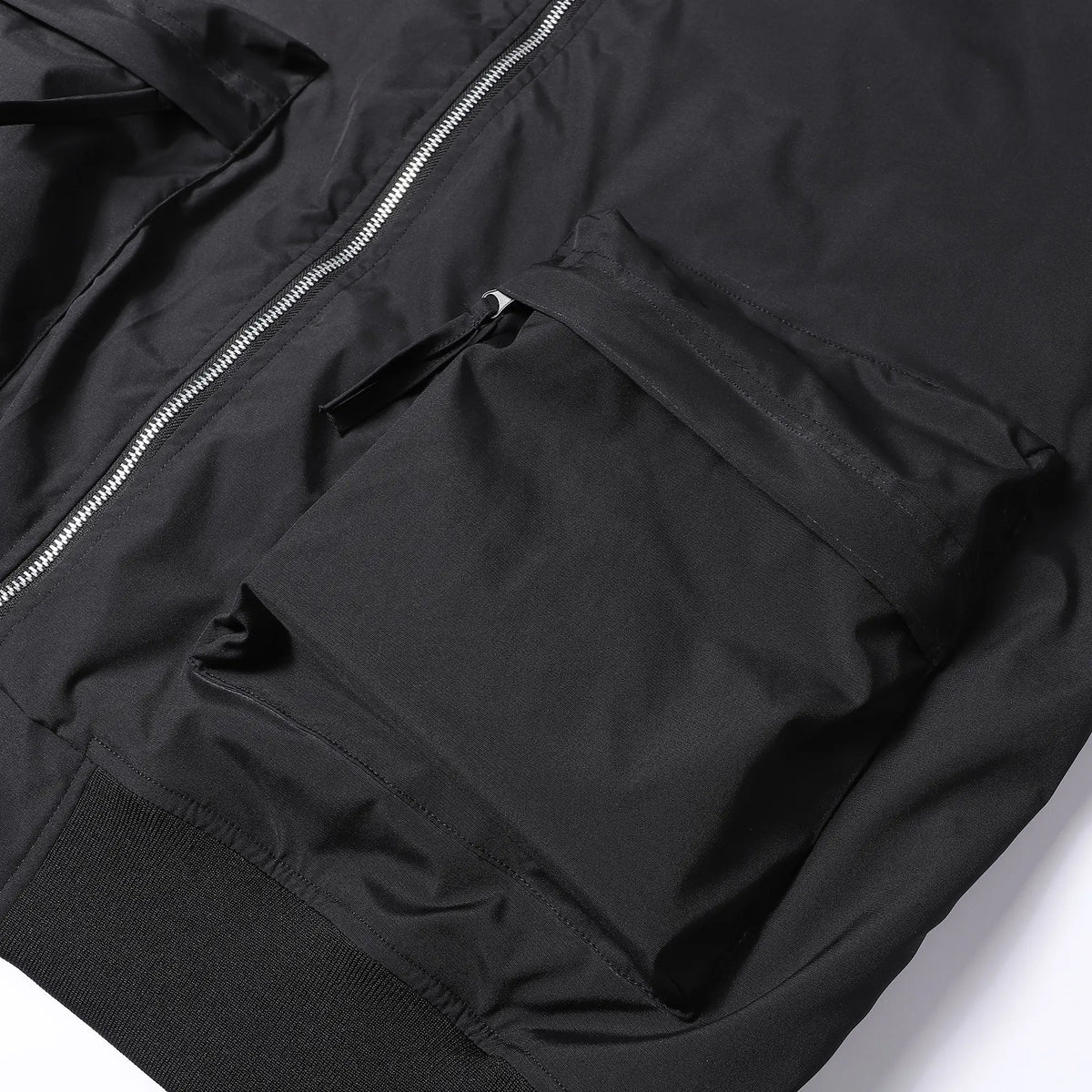 Men's Plus Size Relaxed Fit Workwear Jacket, Multi Zipper Pockets Casual Coat with Ribbed Collar Cuffs and Hem