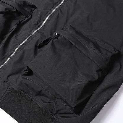 Men's Plus Size Relaxed Fit Workwear Jacket, Multi Zipper Pockets Casual Coat with Ribbed Collar Cuffs and Hem