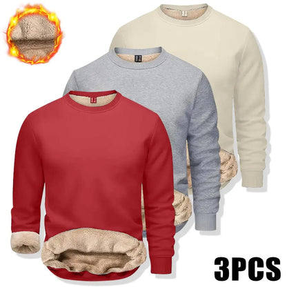 🔥 BESTSELLER | 8PCS $24.99 |Men's Fitted Crewneck Fleece Lined Sweatshirt, Wind Resistant Polyester Athletic Pullover, Casual Fashion Active Tops