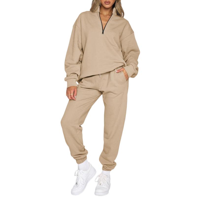 🔥 BESTSELLER | 8PCS $24.63 |Women's Oversized Half-Zip 2-Piece Jogger Set
