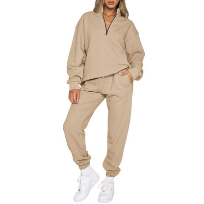🔥 BESTSELLER | 8PCS $24.63 |Women's Oversized Half-Zip 2-Piece Jogger Set