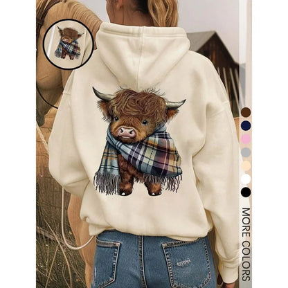 🔥 BESTSELLER | 8PCS $25.99 |🐮Cute Highland Cow Cozy Fleece-Lined Hooded Sweatshirt