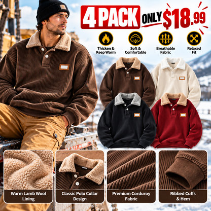 Corduroy Polo collar sweater couple