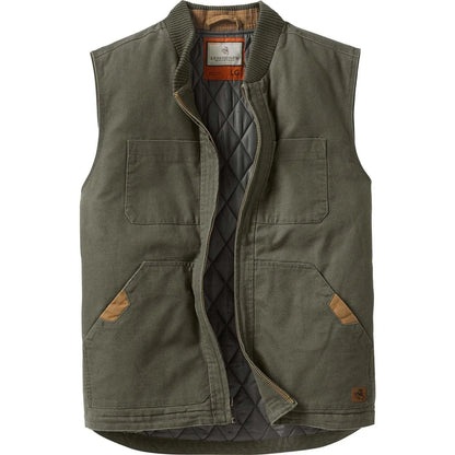 Whitetails Men's Cotton Canvas Cross Trail Workwear Vest - Menswear, Sleeveless, Zipper-Equipped, Pocketed Casual Top