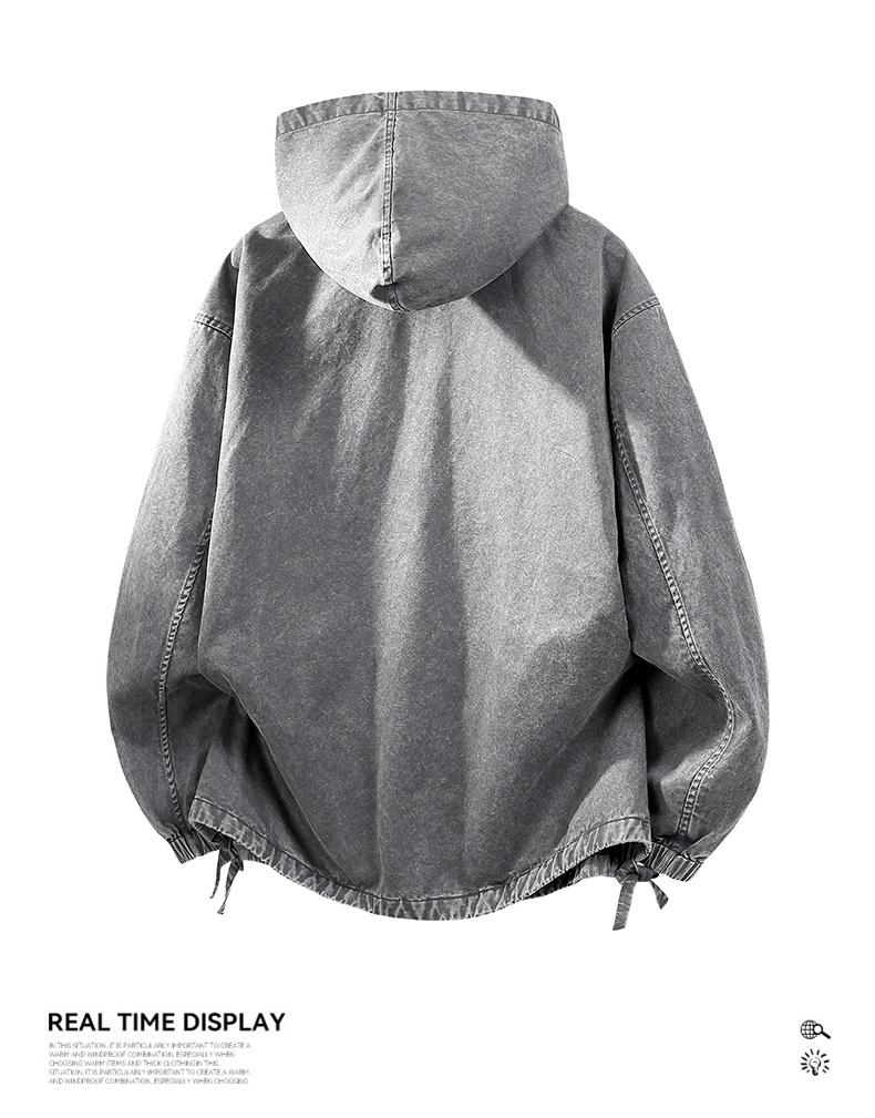 Washed Half-Zip Hooded Pullover