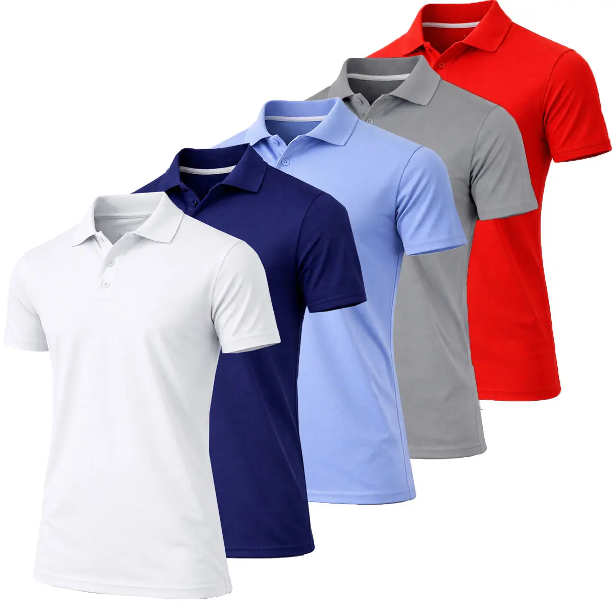 Men's Dry Fit Moisture Wicking Fabric Polo Shirt(5-Pack)