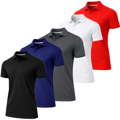 Men's Dry Fit Moisture Wicking Fabric Polo Shirt(5-Pack)