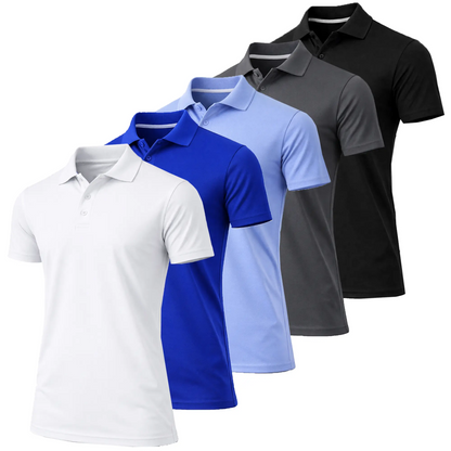 Men's Dry Fit Moisture Wicking Fabric Polo Shirt(5-Pack)