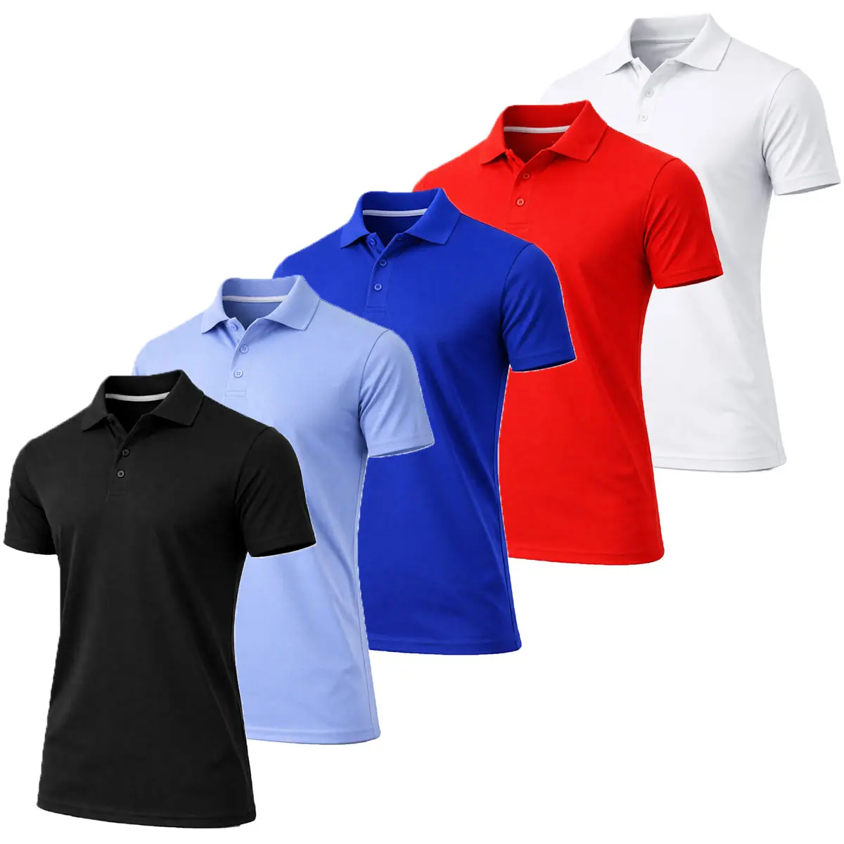 Men's Dry Fit Moisture Wicking Fabric Polo Shirt(5-Pack)