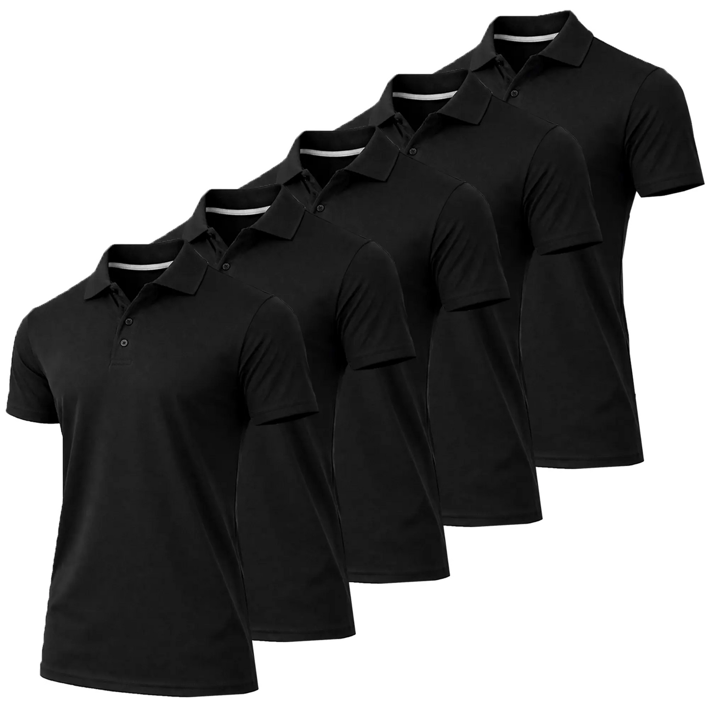 Men's Dry Fit Moisture Wicking Fabric Polo Shirt(5-Pack)