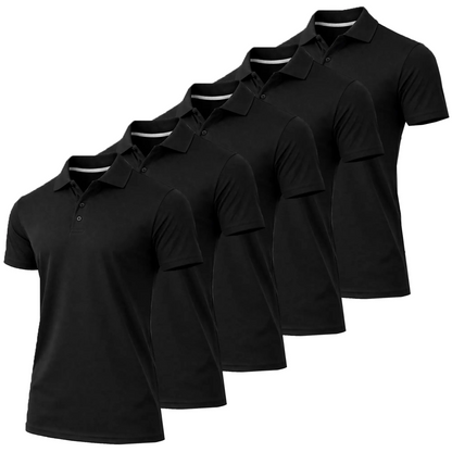 Men's Dry Fit Moisture Wicking Fabric Polo Shirt(5-Pack)