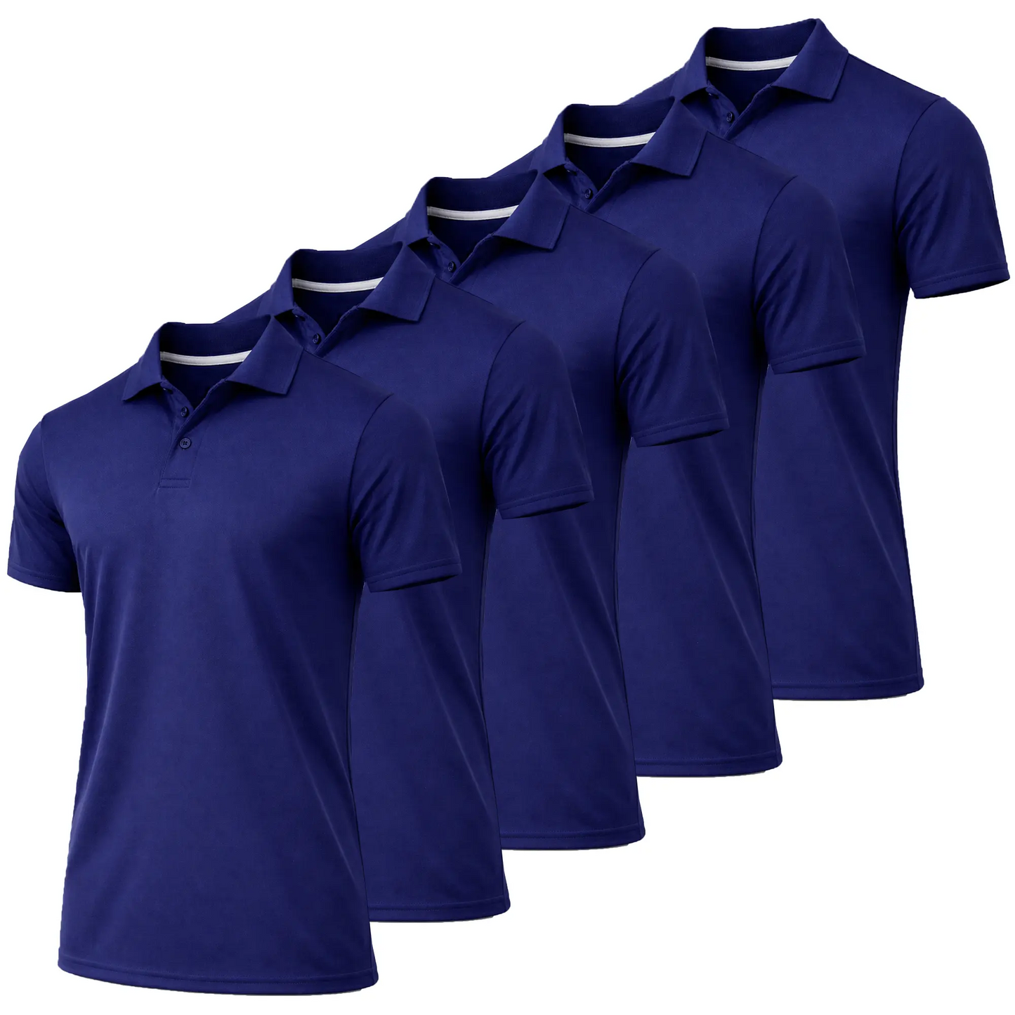 Men's Dry Fit Moisture Wicking Fabric Polo Shirt(5-Pack)