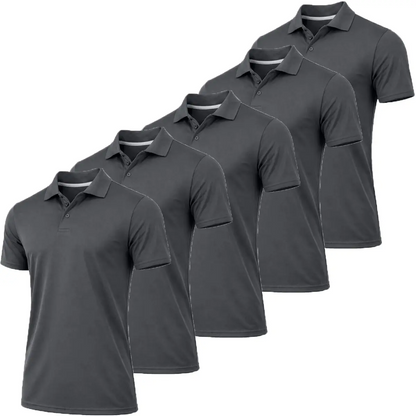 Men's Dry Fit Moisture Wicking Fabric Polo Shirt(5-Pack)