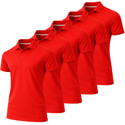 Men's Dry Fit Moisture Wicking Fabric Polo Shirt(5-Pack)