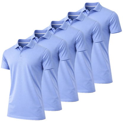 Men's Dry Fit Moisture Wicking Fabric Polo Shirt(5-Pack)