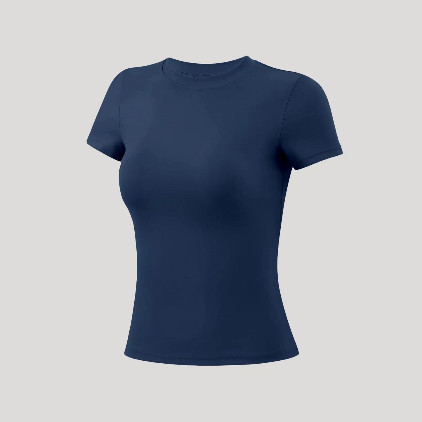 Round Neck Slim Stretchy Solid Sports Tee Set