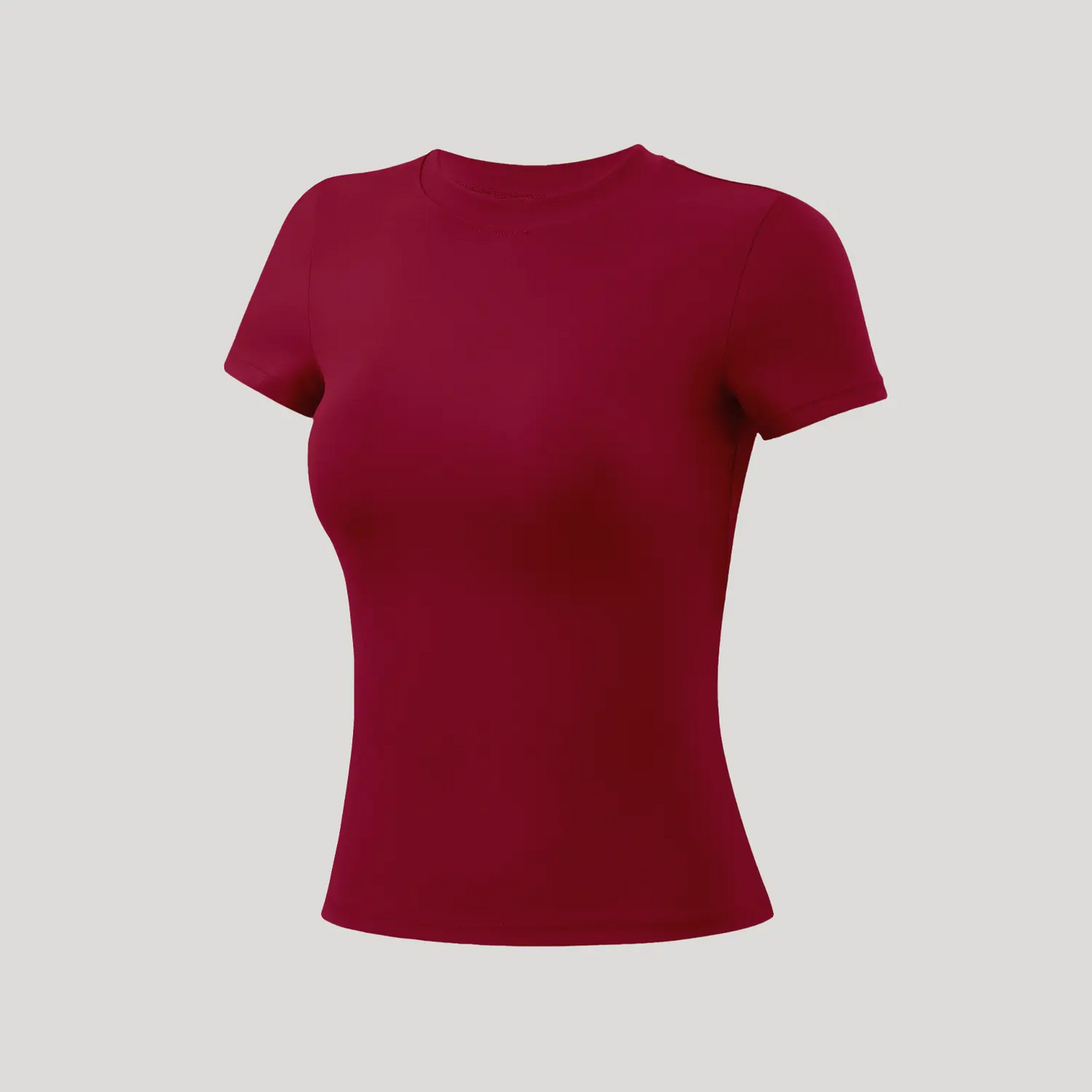 Round Neck Slim Stretchy Solid Sports Tee Set