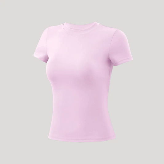 Round Neck Slim Stretchy Solid Sports Tee Set