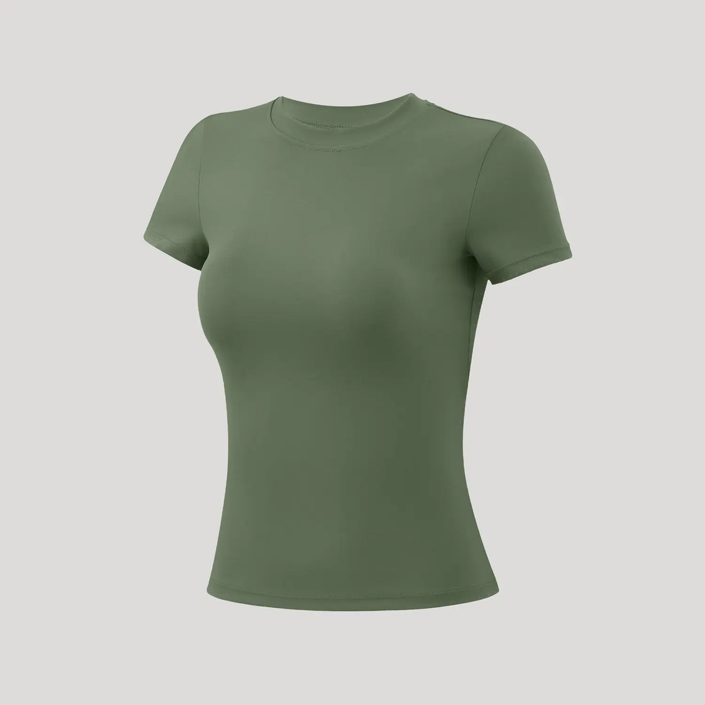 Round Neck Slim Stretchy Solid Sports Tee Set