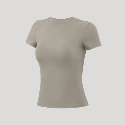 Round Neck Slim Stretchy Solid Sports Tee Set