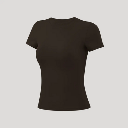 Round Neck Slim Stretchy Solid Sports Tee Set