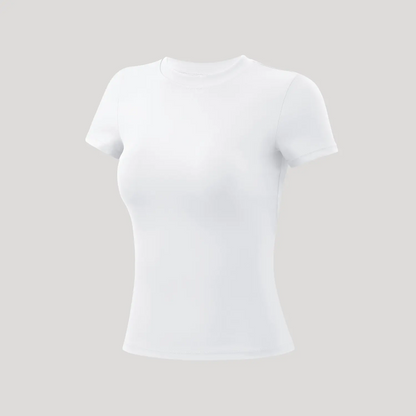 Round Neck Slim Stretchy Solid Sports Tee Set