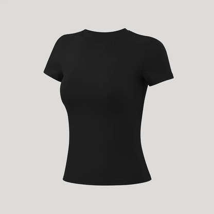 Round Neck Slim Stretchy Solid Sports Tee Set