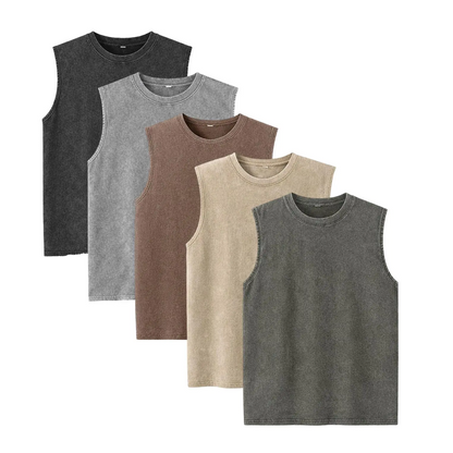 Men’s Vintage Washed Sleeveless Tank Tops(5-Pack)