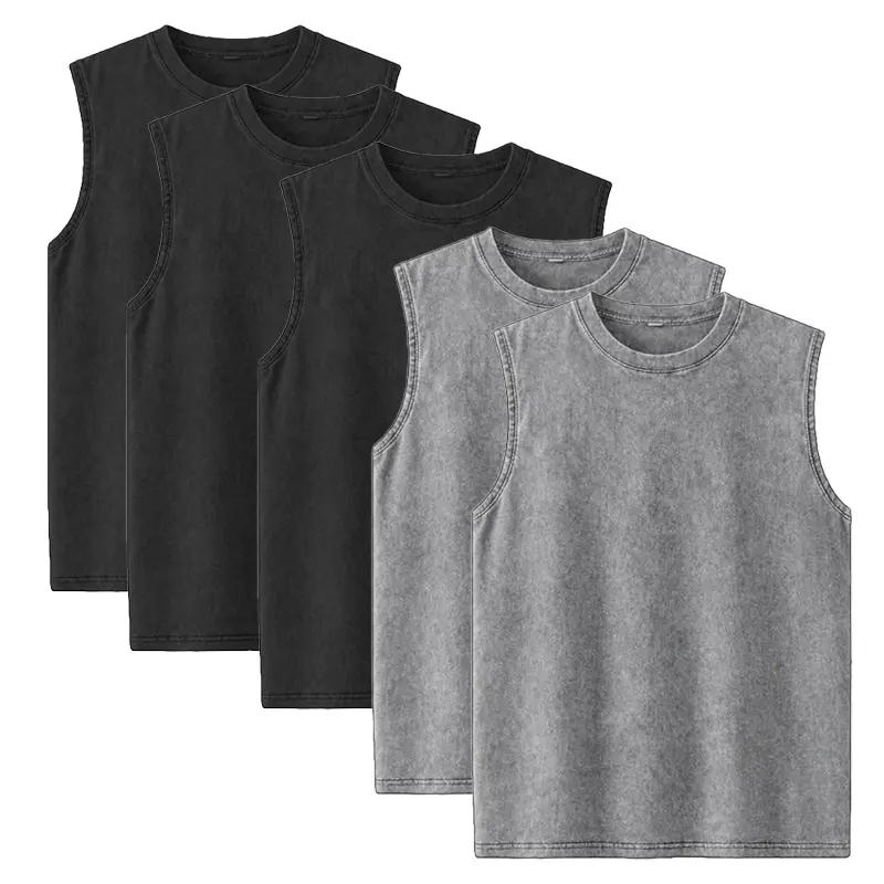 Men’s Vintage Washed Sleeveless Tank Tops(5-Pack)