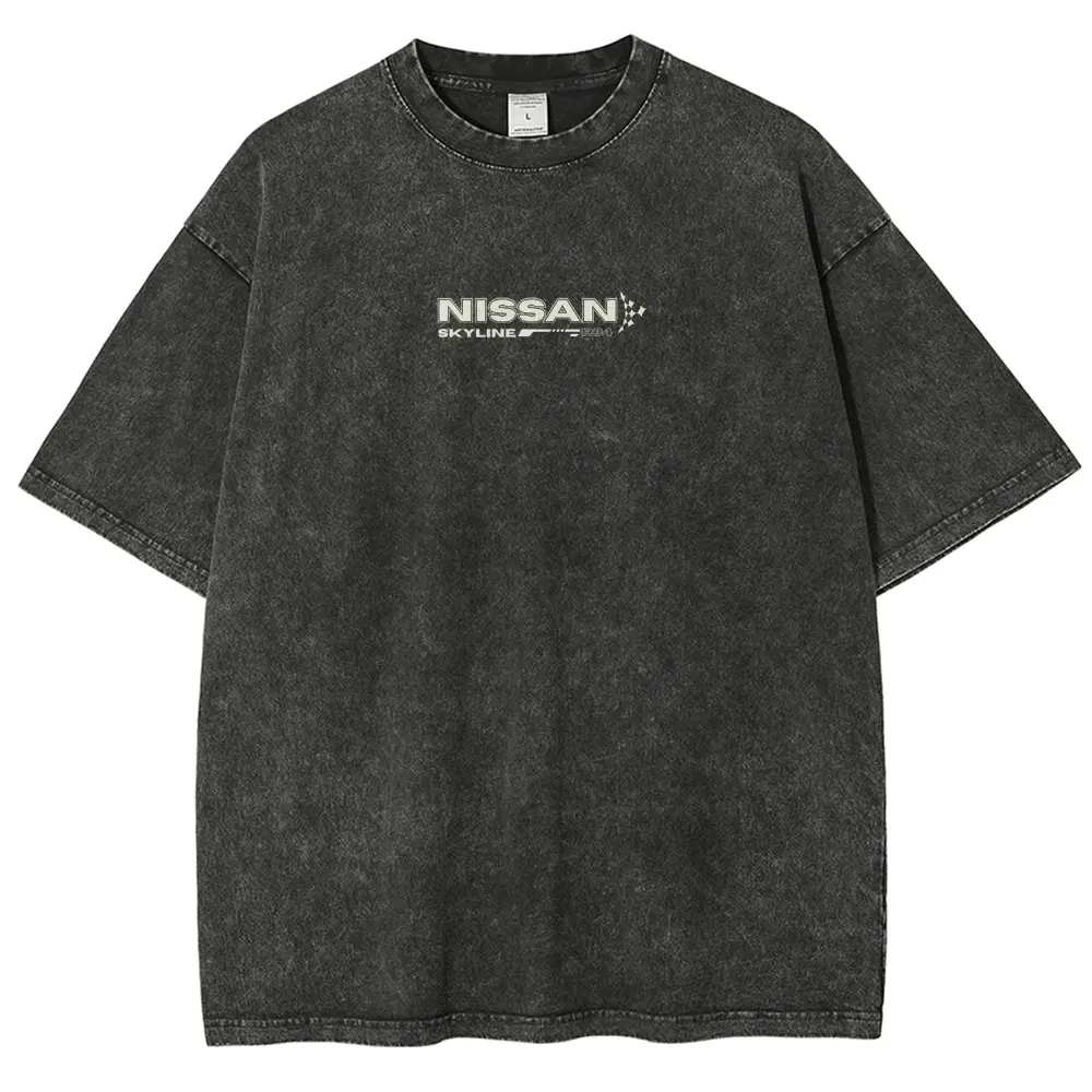 Vintage Sports Car Graphic Washed Denim T-Shirt(14 Pack)